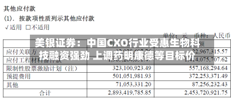 美银证券:中国CXO行业受惠生物科技融资强劲 上调药明康德等目标价-第2张图片