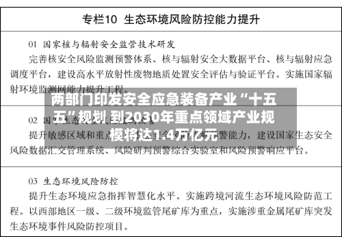 两部门印发安全应急装备产业“十五五	”规划 到2030年重点领域产业规模将达1.4万亿元-第2张图片