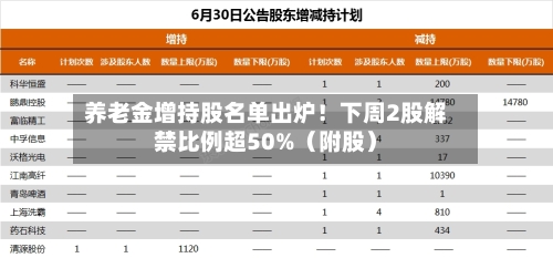 养老金增持股名单出炉！下周2股解禁比例超50%（附股）-第2张图片