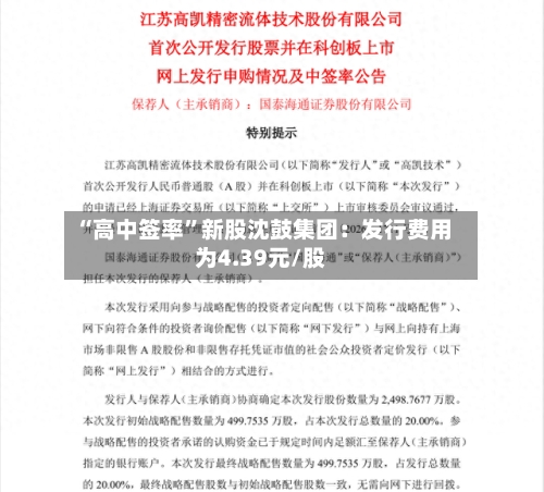 “高中签率”新股沈鼓集团：发行费用为4.39元/股-第3张图片