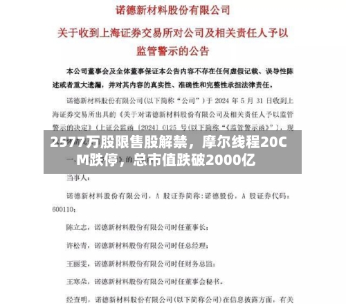2577万股限售股解禁，摩尔线程20CM跌停，总市值跌破2000亿-第2张图片
