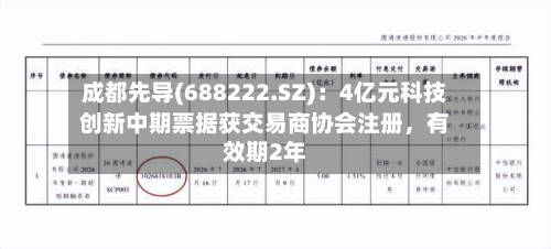 成都先导(688222.SZ)：4亿元科技创新中期票据获交易商协会注册，有效期2年-第2张图片