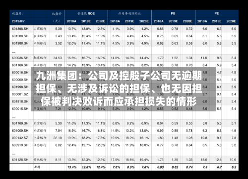 九洲集团：公司及控股子公司无逾期担保	、无涉及诉讼的担保、也无因担保被判决败诉而应承担损失的情形-第2张图片