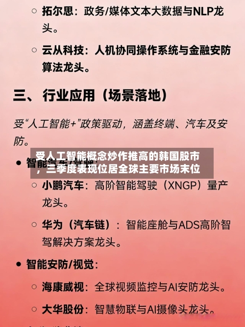 受人工智能概念炒作推高的韩国股市，三季度表现位居全球主要市场末位-第2张图片