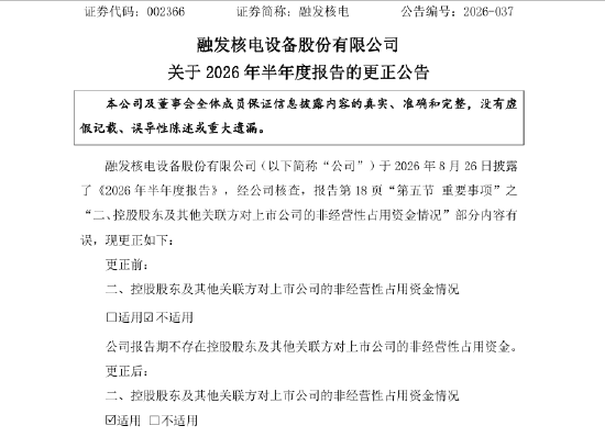 半年报先“否认”后“补认”：融发核电隐匿 2415.5 万元关联资金占用